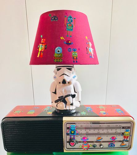 Luci LAMPADA STAR WARS \Una vecchia radio Phonola Funzionante\ Personaggio della saga di guerre stellari\ Sticker